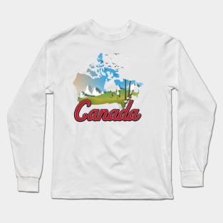 Canada Landscape Map Long Sleeve T-Shirt